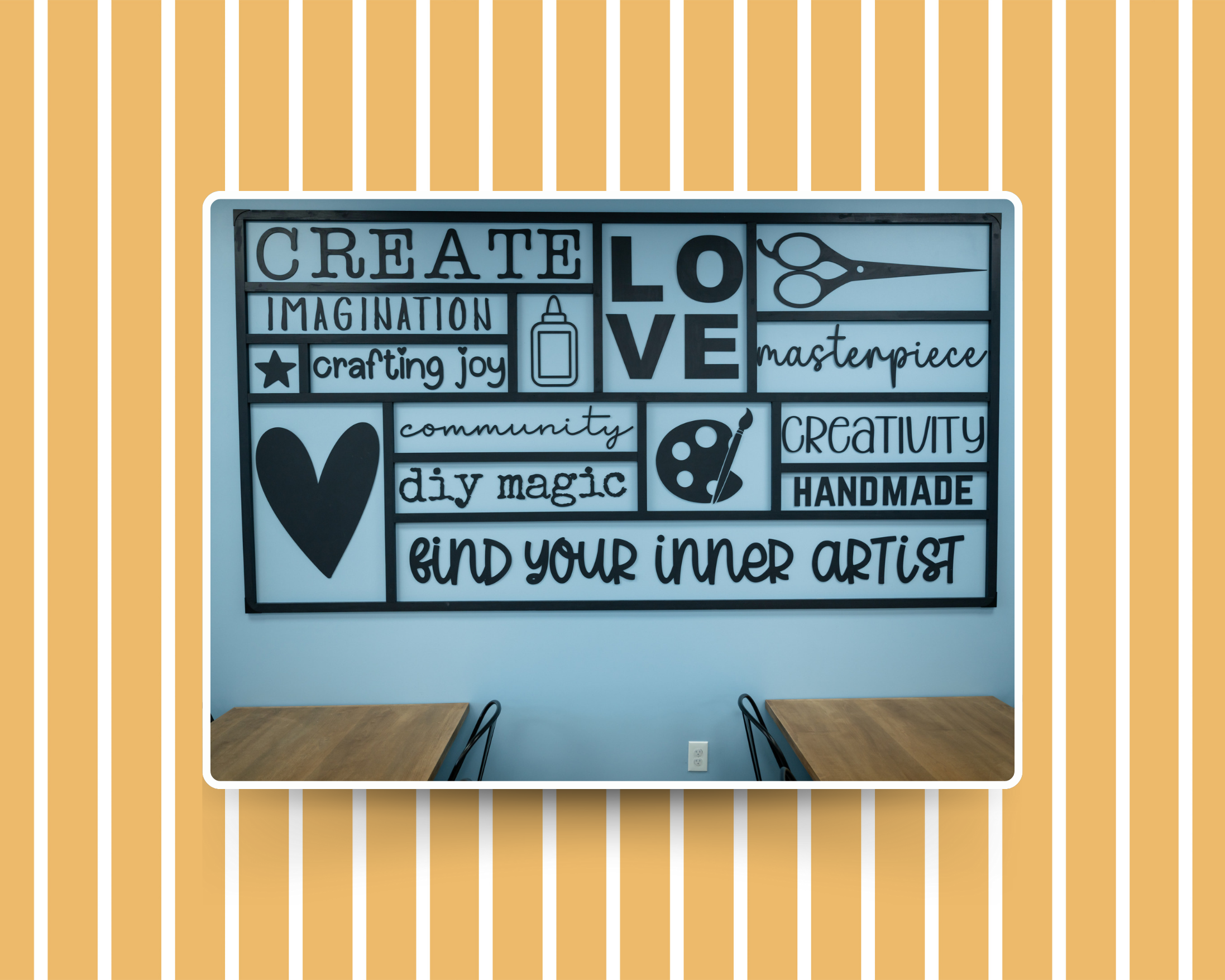 Rustic Rhode craft studio sign "Find Your Inner Artist"