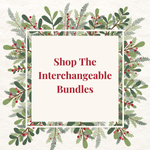 A festive graphic with green pine branches and red berries frames a white square that reads "Shop The Rustic Rhode Interchangeable Bundle (SAVE 25%)" in red—ideal for your DIY decor or seasonal insert set.