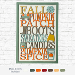 Bring autumn home with The Rustic Rhode DIY Fall Subway Word Art Sign, featuring cozy colors and fall words like FALL, PUMPKIN PATCH, BOOTS, SWEATERS. Perfect as a craft kit or décor gift!.