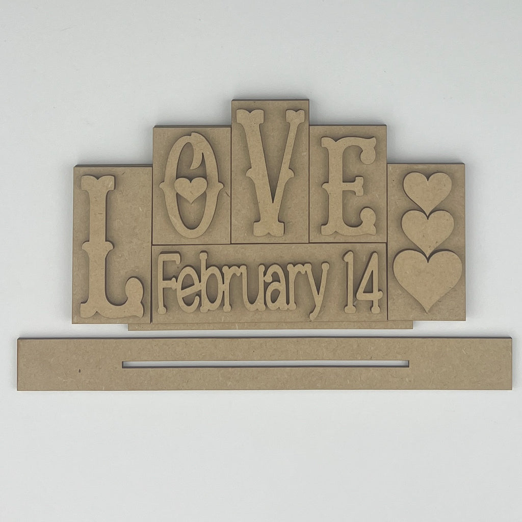 DIY Valentine Word Block Love Unfinished