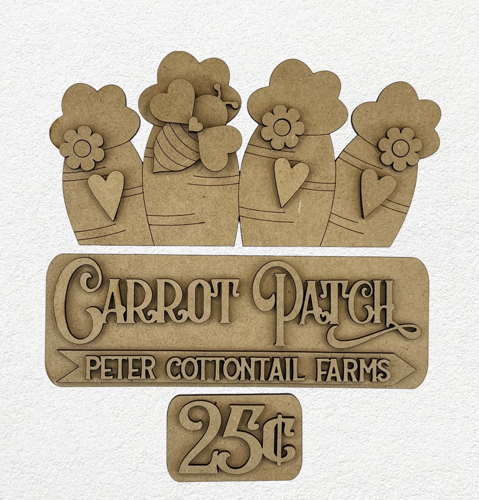 Easter Interchangeable Insert: Carrot Patch Peter Cottontail Farms DIY Kit, perfect for a festive carrot patch display