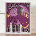 The Rustic Rhode’s “This is Halloween...Craft Night!” is a layered paper art scene featuring two figures on a hill, bats, trees, spiderwebs, a spooky fence, and Jack Skellington—ideal for any DIY Halloween craft workshop.