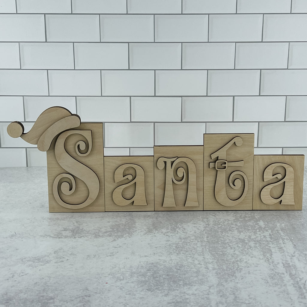 DIY Santa Word Block Unfinished