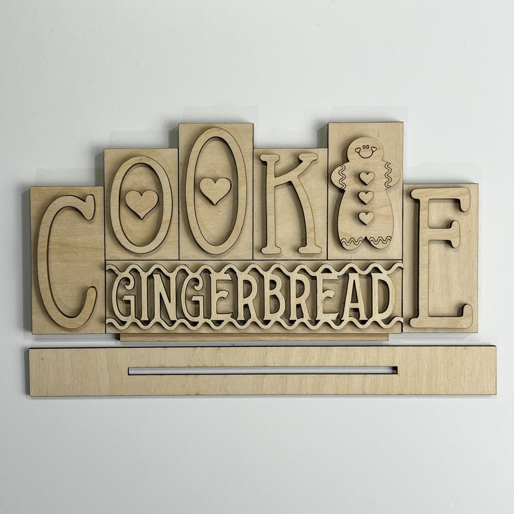 DIY Word Block Gingerbread Cookie Unfinished